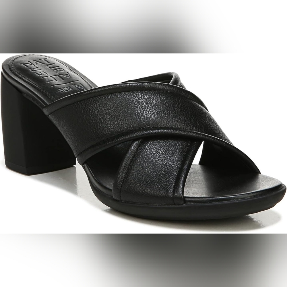 Naturalizer Women Genn Rhythm Block Heeled Mule Sandal Size 10 Black RP$99